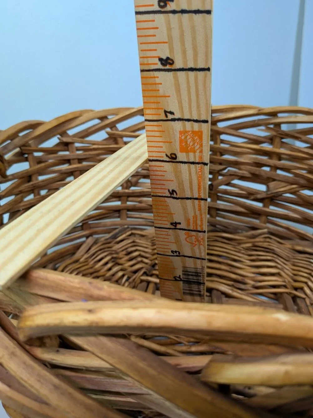 Vintage Extra Large Open Weave Wicker Basket Firm Hand Woven Gathering Basket